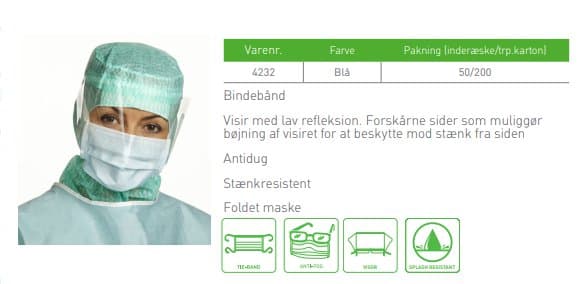 Mölnlycke Skurðstofumaski m.augnhlíf Type IIR blár 1