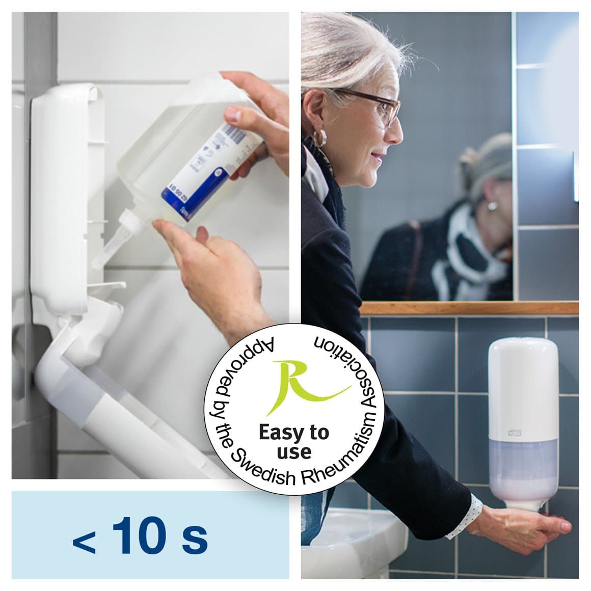 Tork sápu- og handsprittskammtari stál snertifr S4 2