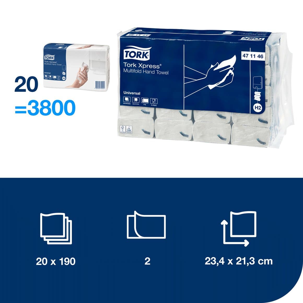 Tork Xpress® Multifold 2l 3800stk E H2 2