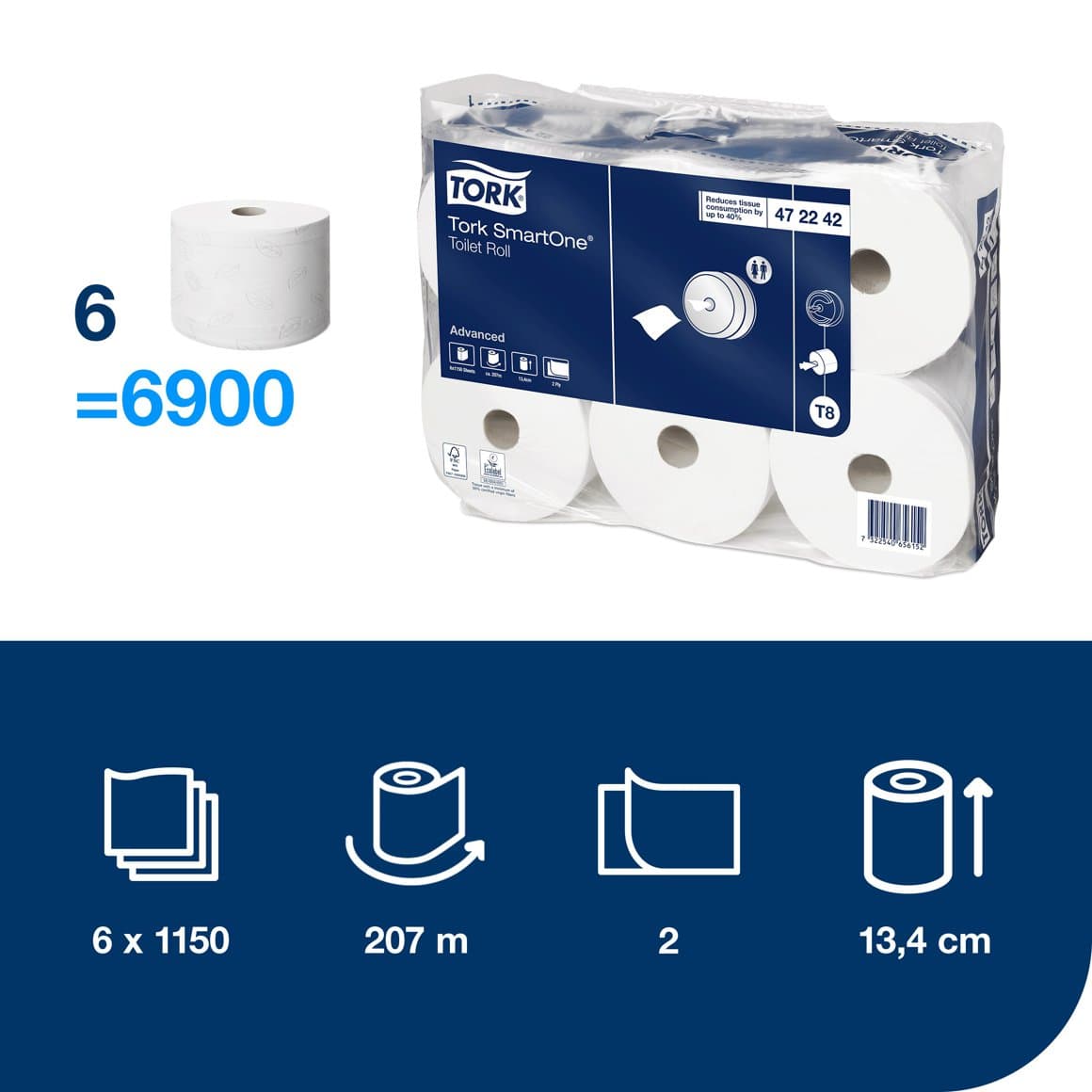 Tork WC pappír SmartOne® 6rl E T8 2