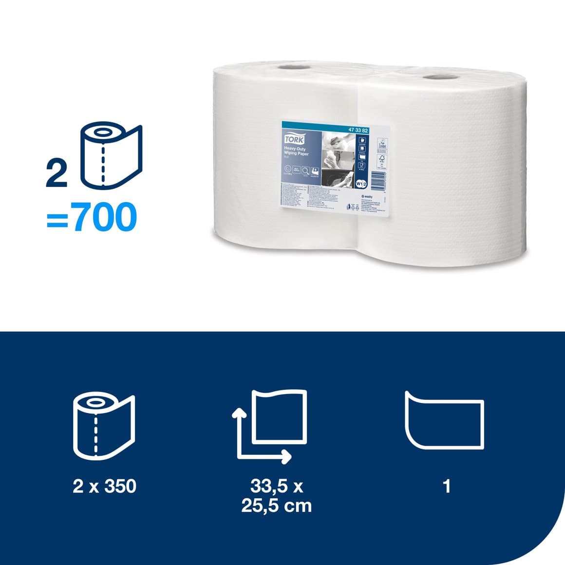 Tork V-þurrkur heavy duty þurrkur 2rl W2 2