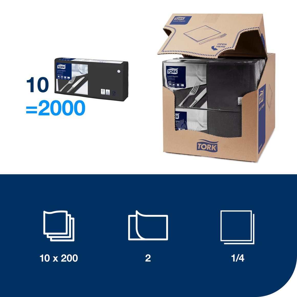 Tork serv.33cm 2l 200stk E 2