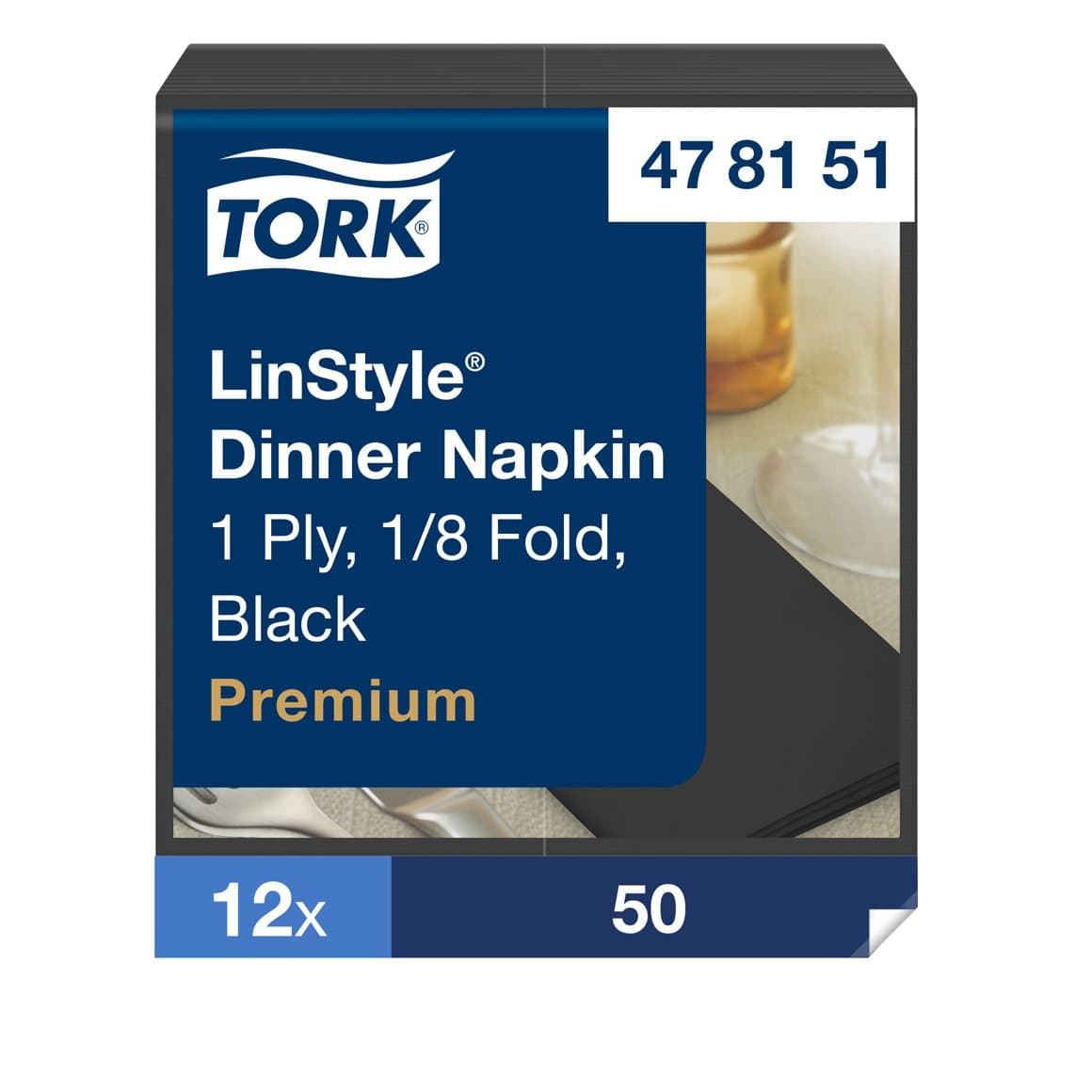 Tork serv. LinStyle 39cm svartar1/8f 50stk 1