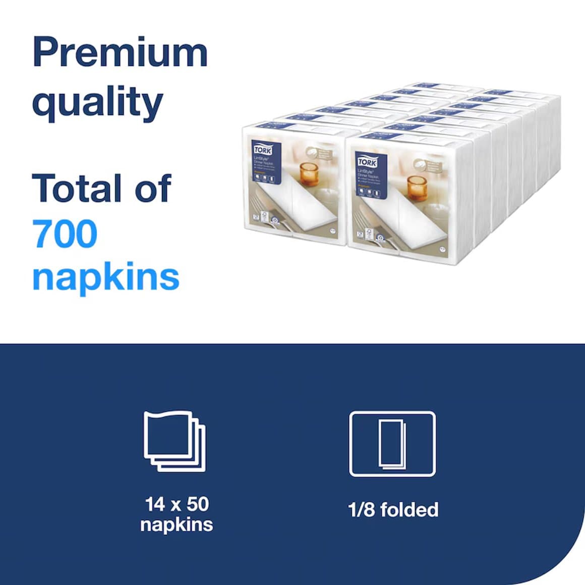 Tork serv. LinStyle 39cm hvítar 1/8f 50stk 3