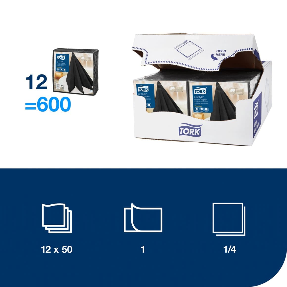 Tork serv.LinStyle 39cm svart 50stk 2