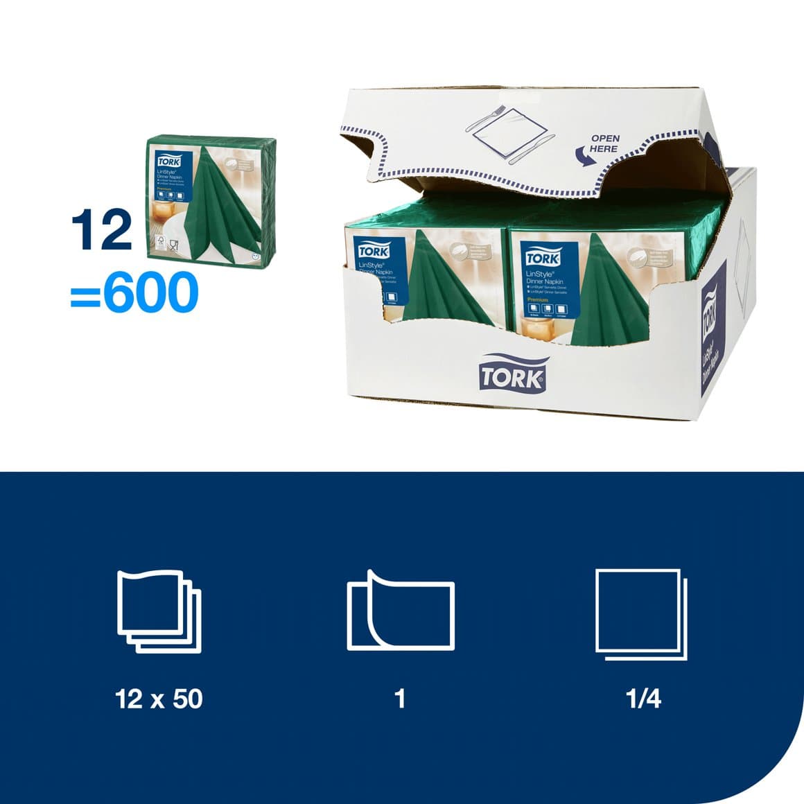 Tork serv. LinStyle 39cm d.grænn 50stk 2