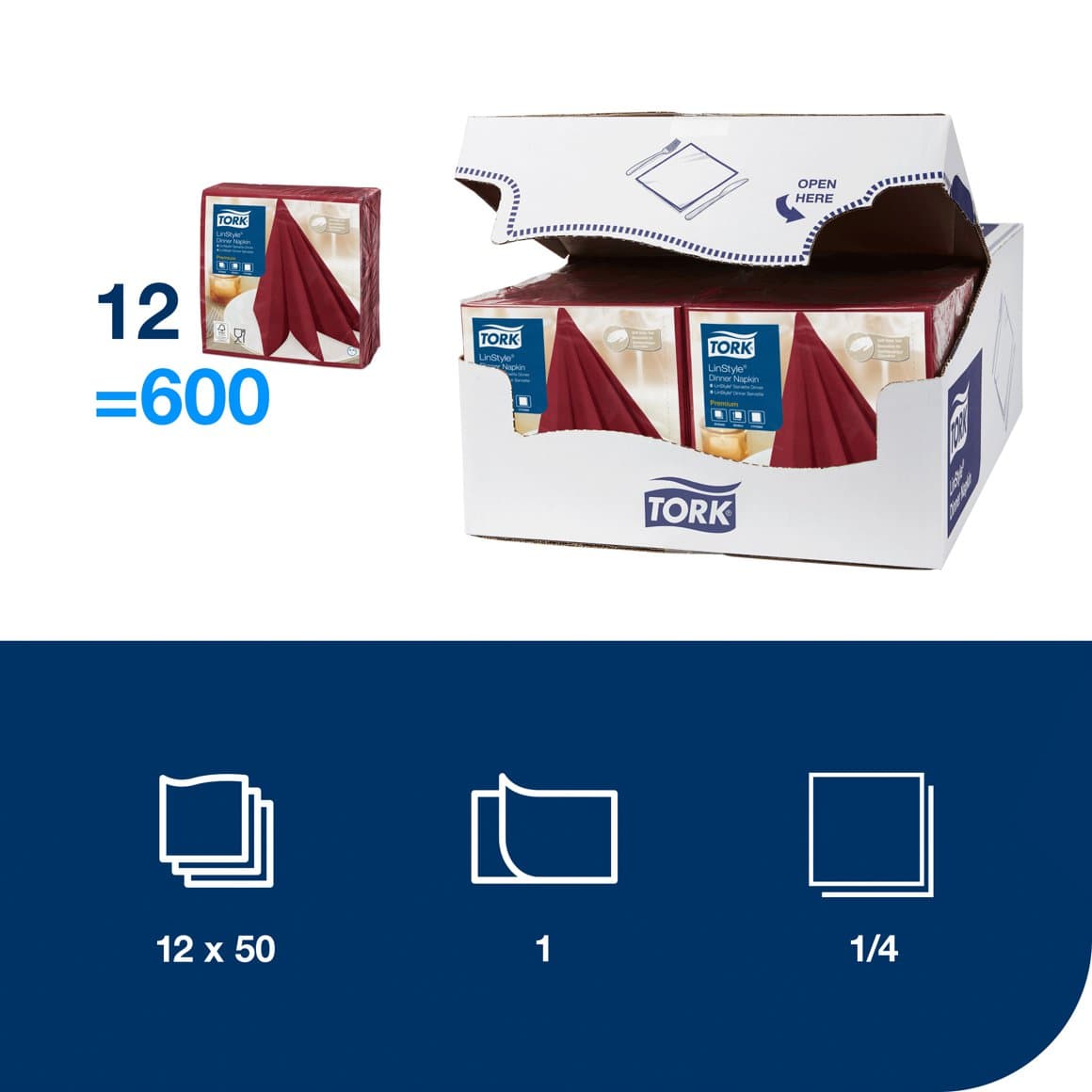 Tork serv. LinStyle 39cm burg. 50stk 2