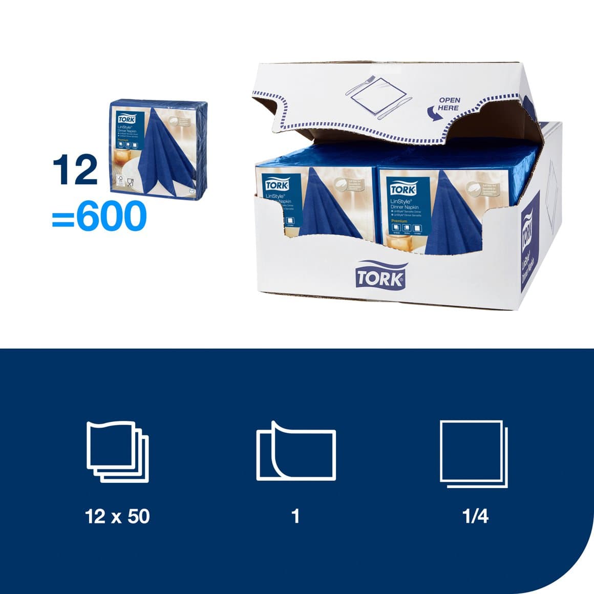 Tork serv. LinStyle 39cm d.blár 50stk 2