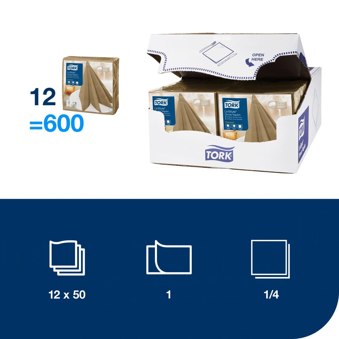 Tork serv. LinStyle 39cm brún. 50stk 2