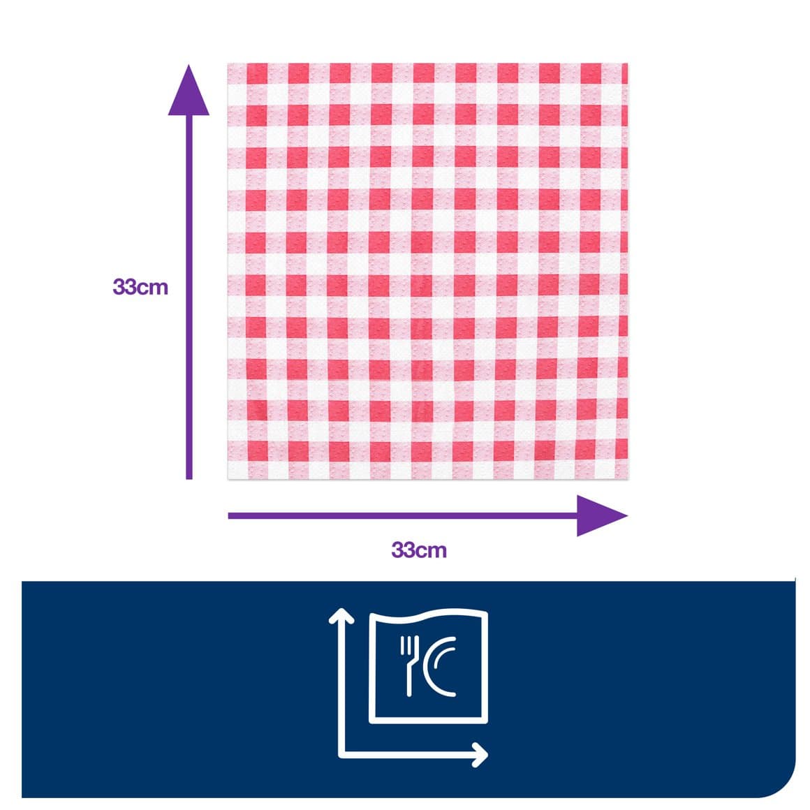 Tork serv.33cm 1l rauðköflótt 400stk E 3