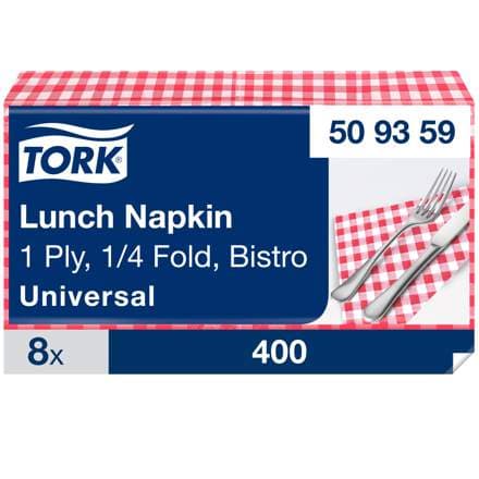 Tork serv.33cm 1l rauðköflótt 400stk E
