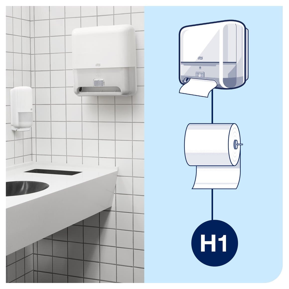 Tork Matic handþurrkusk. hvítur snertifrír H1 6