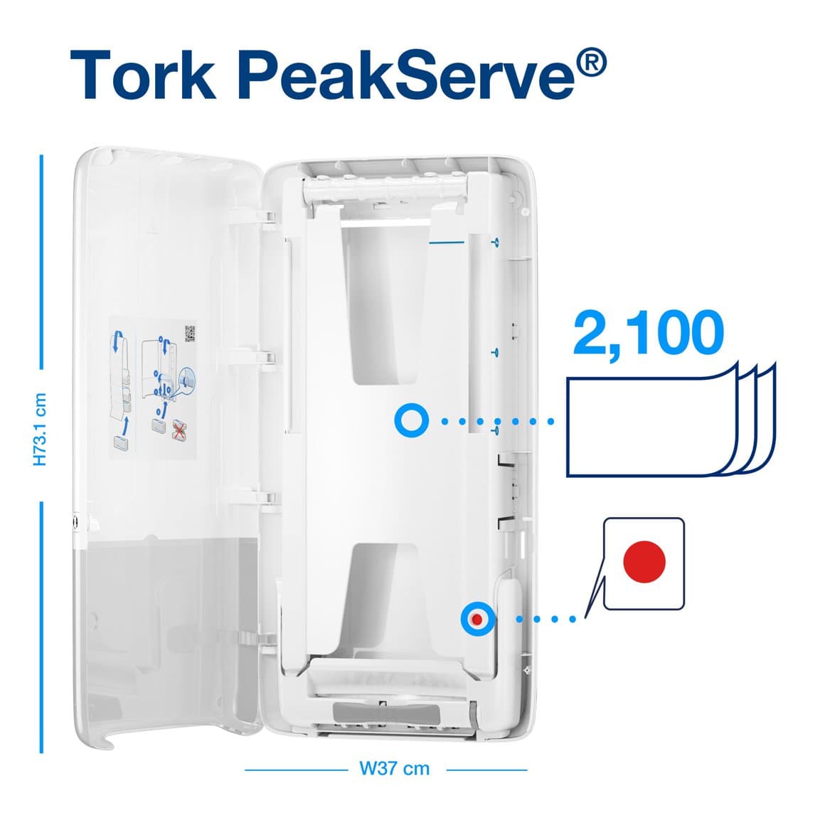 Tork PeakServe®(L) miðaþurrkuskápur hvítur H5 6