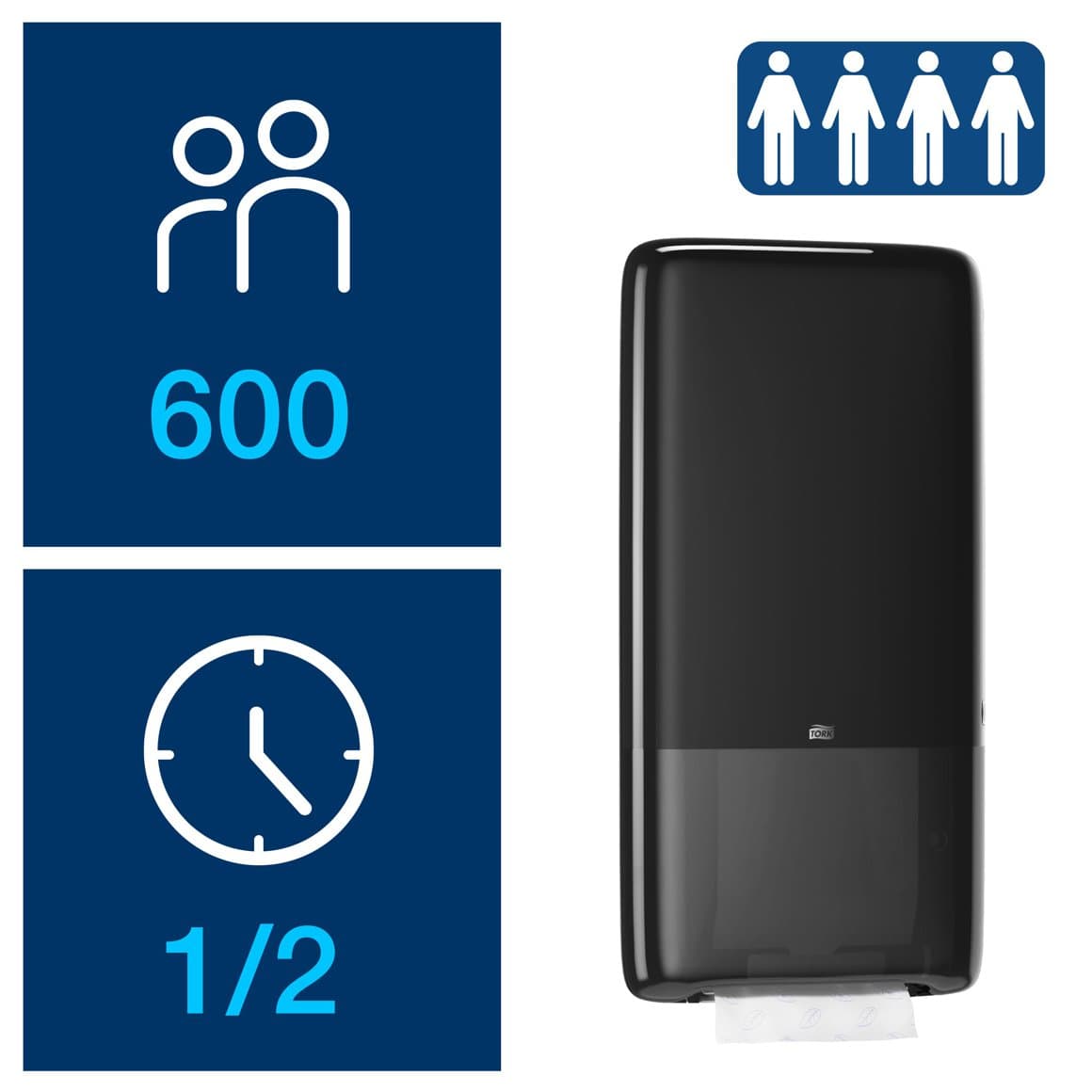 Tork PeakServe®(L) miðaþurrkuskápur svartur H5 2