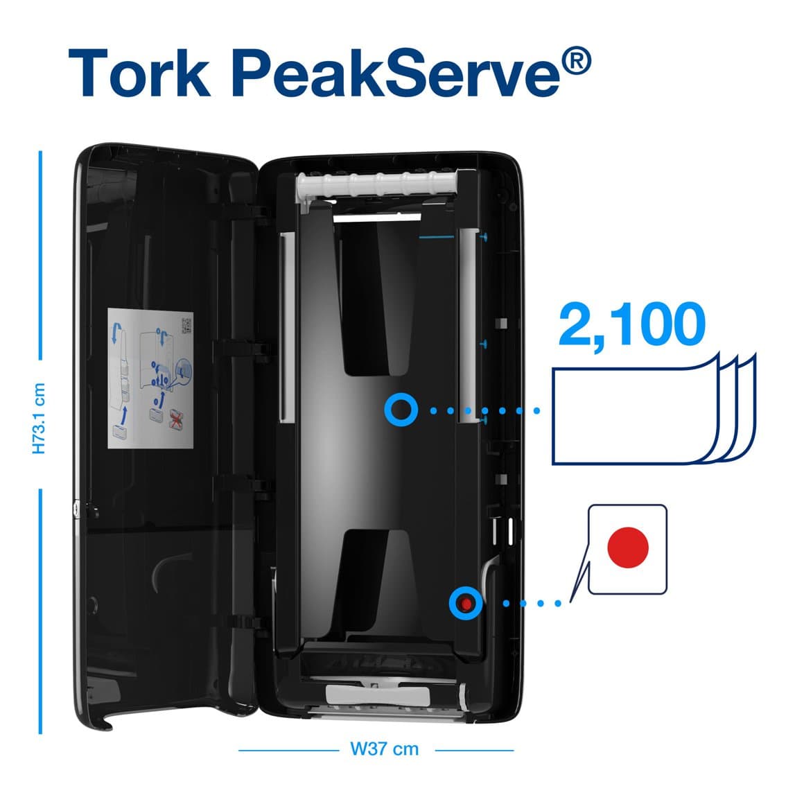 Tork PeakServe®(L) miðaþurrkuskápur svartur H5 3