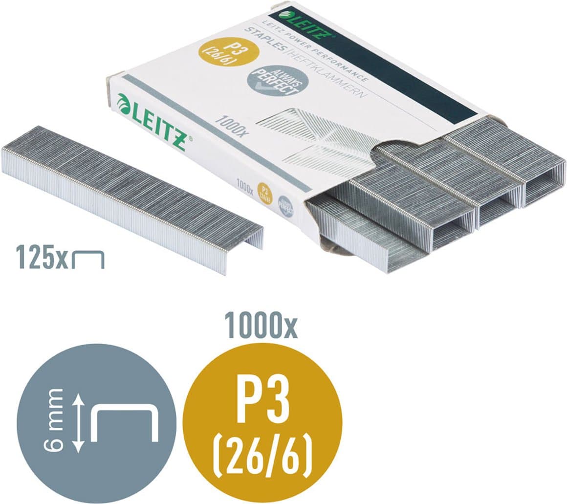 Leitz Hefti 26/6 1000stk í pk. 3