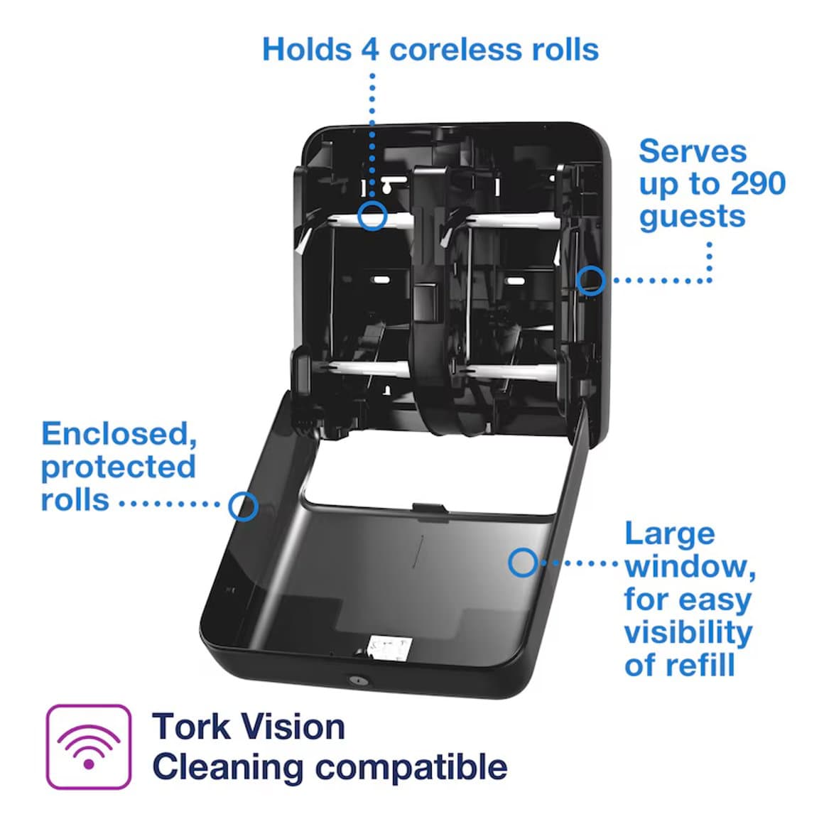 Tork WC statíf f. 4rl Optiserve Coreless svart T7 4