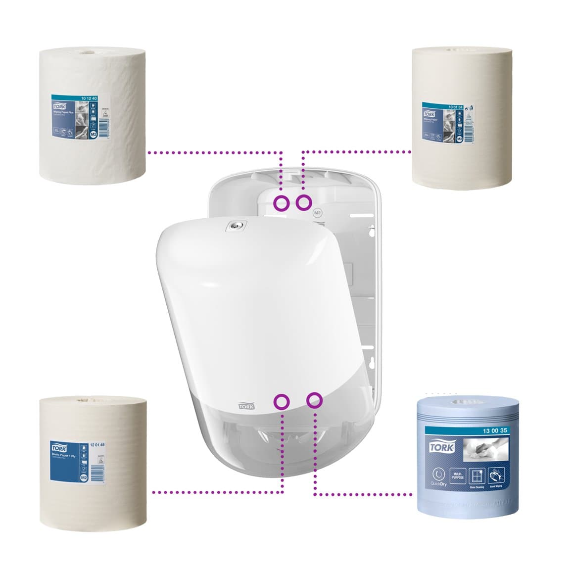 Tork T-þurrku Statíf Hvítt M2 2