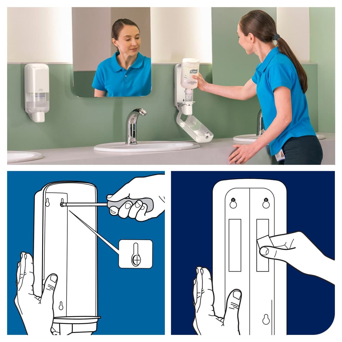 Tork sápu- og handsprittskammtari hvítur S4 4