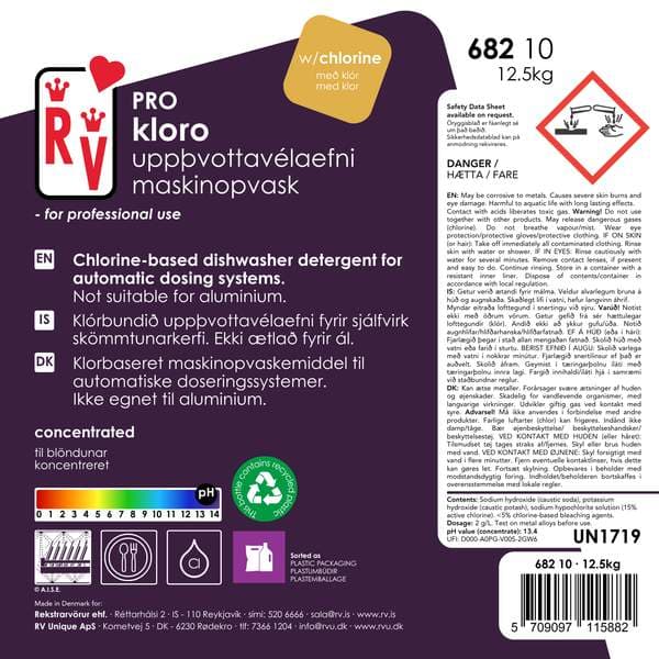 RV PRO Kloro Uppþvottavélaefni með klór 10l/12,5 kg