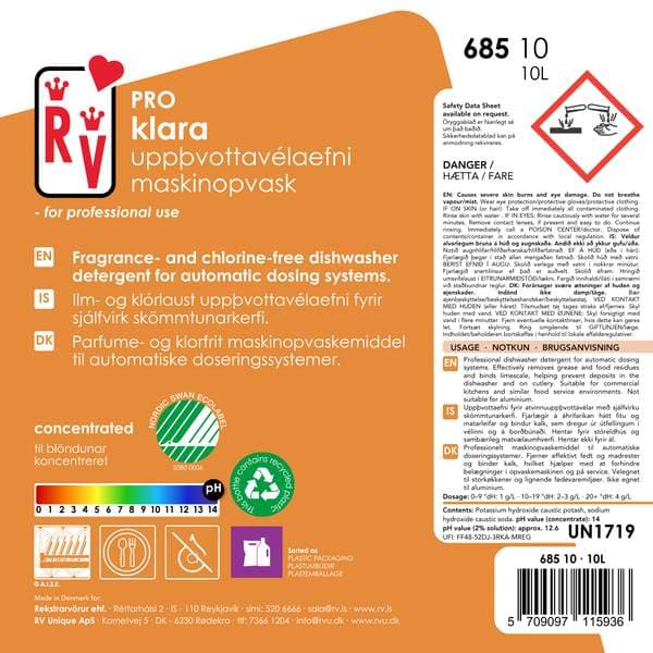 RV PRO Klara Uppþvottavélaefni án klór 10l/12,5kg