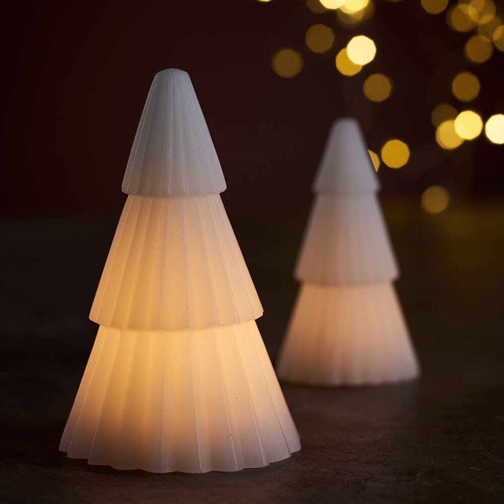 LED kerti jólatré hvít 12+15cm  2