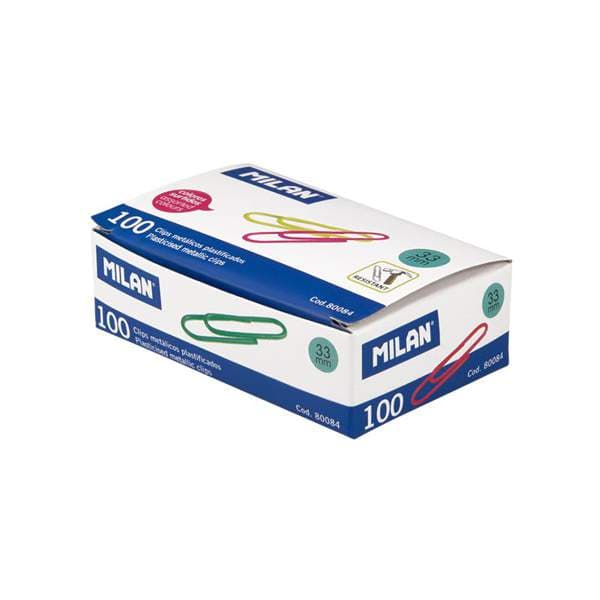 MILAN Bréfaklemmur 33mm, plasthúðaðar, 100stk