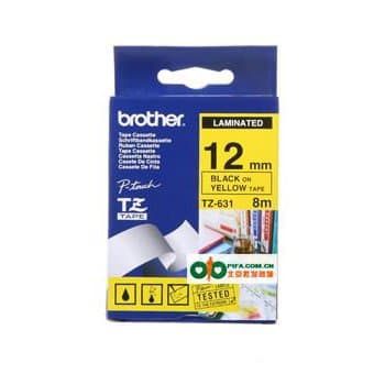 Brother TZ Límborði 12mmx8mtr svart á gulu 2