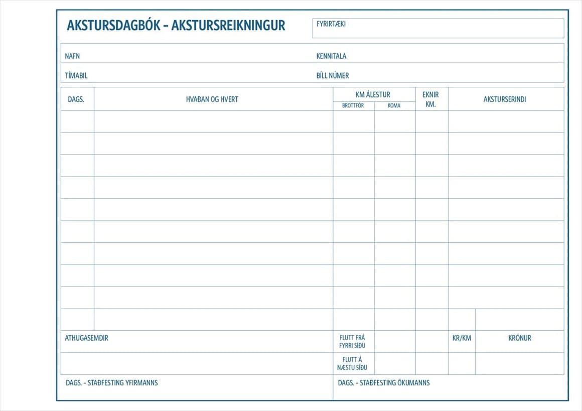 Akstursdagbók A5 50bls 2rit 1