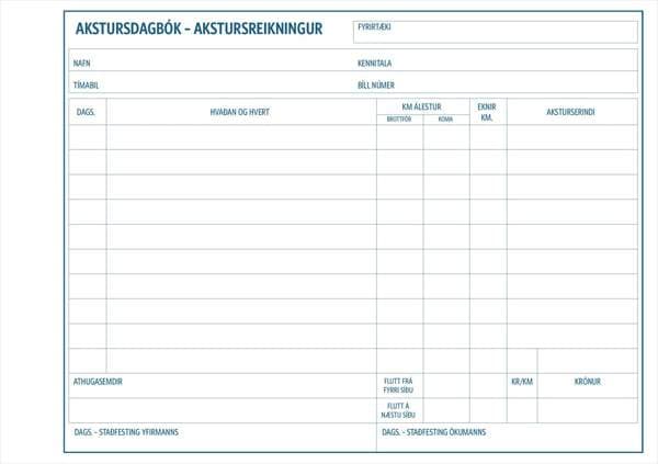 Akstursdagbók A5 50bls 2rit