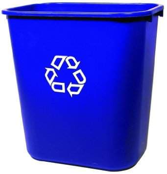 Rubbermaid bréfakarfa 13l, blá m/endurvinnslumerki
