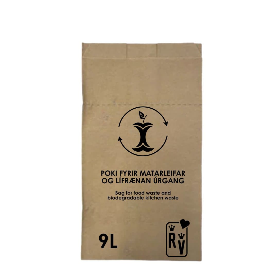 Bréfpokar f/lífrænt sorp 9ltr 80stk í búnti. 1