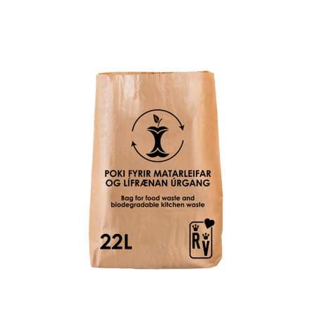 Bréfpokar f/lífrænt sorp 22ltr 100stk í búnti.