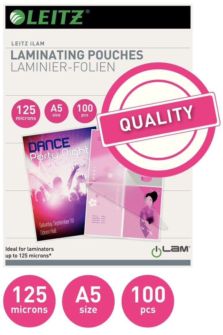 Leitz Plöstunarvasar A5 125mic 100 í pk 1