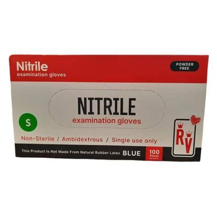 RV Top Glove nitrile hanskar bláir S 100stk