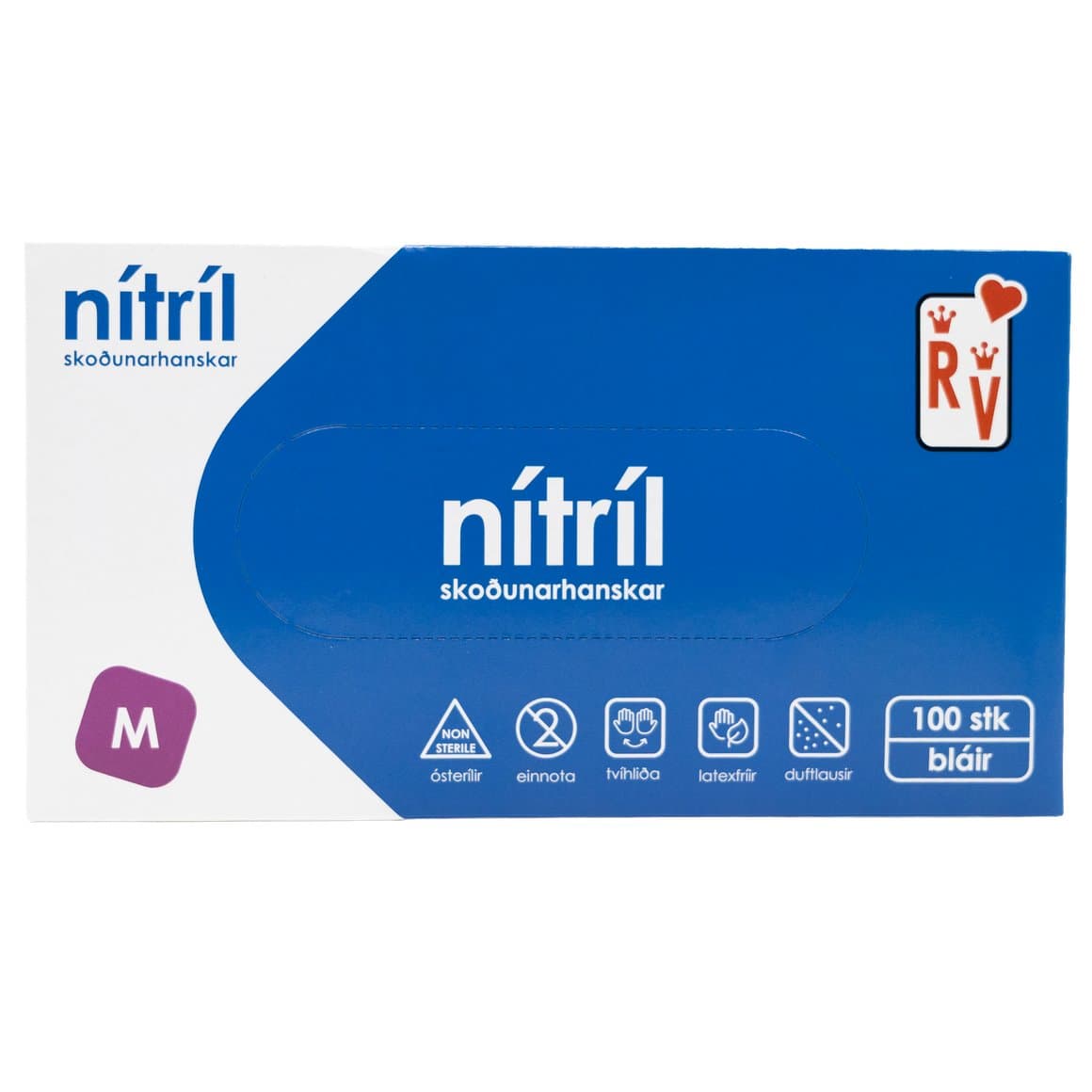 RV Top Glove nitrile hanskar bláir M 100stk 1