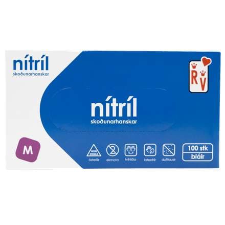 RV Top Glove nitrile hanskar bláir M 100stk