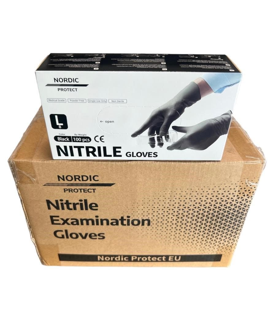 Nine Health Nitrile hanskar, svartir, Large 100stk 5