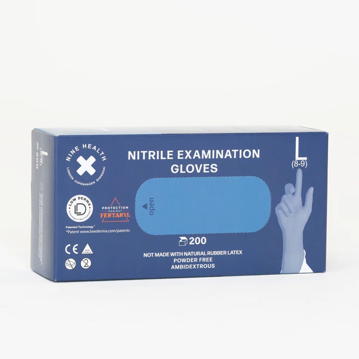 Nine Health Nitrile hanskar, bláir, Large 100stk 1