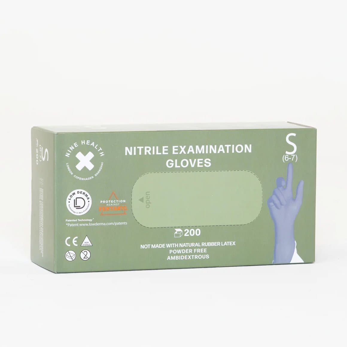 Nine Health Nitrile hanskar, bláir, Small 100stk 1