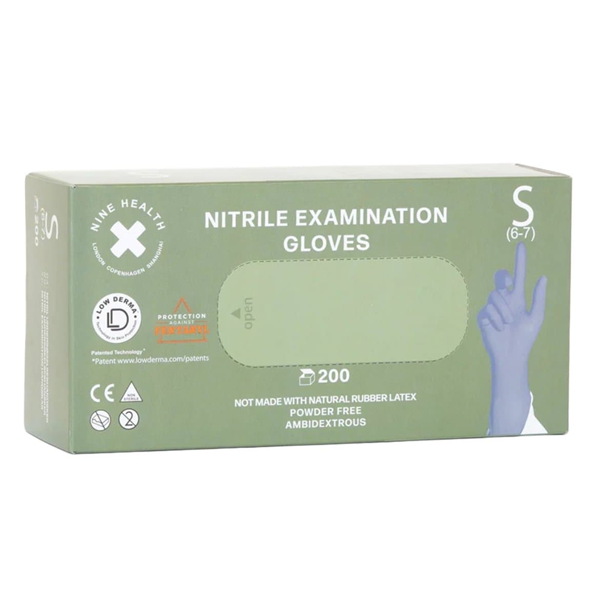 Nine Health Nitrile hanskar, bláir, Small 100stk 1