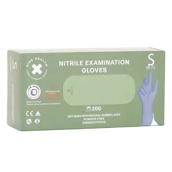 Nine Health Nitrile hanskar, bláir, Small 100stk