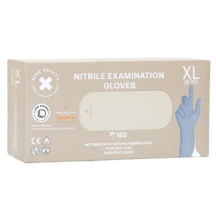 Nine Health Nitrile hanskar, bláir, XL 100stk