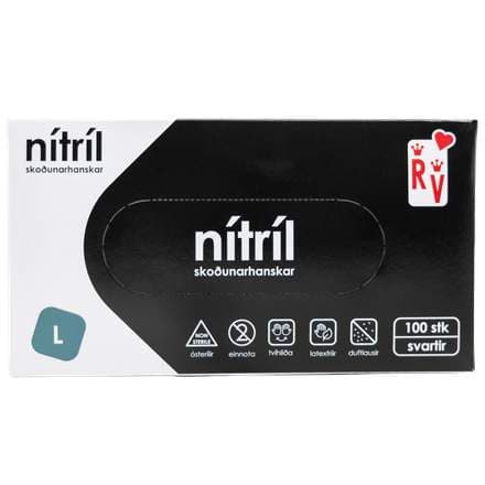 RV Top Glove nítríl hanskar svartir L 100stk