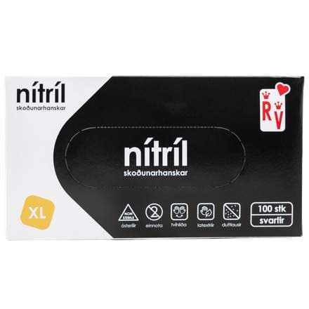 RV Top Glove nítríl hanskar svartir XL 100stk