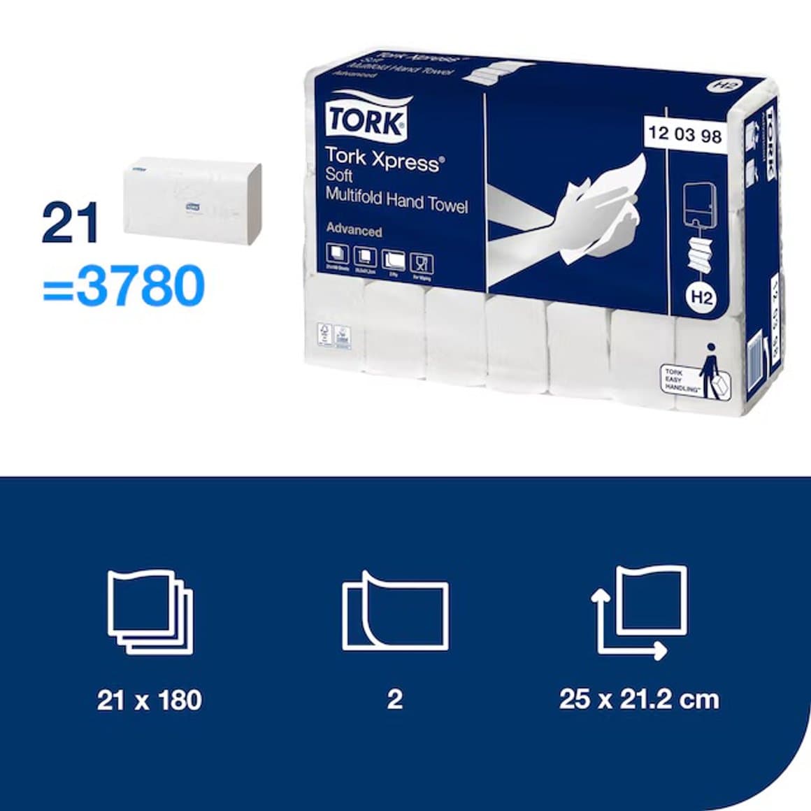 Tork Xpress® Soft Multifold 2l 3780stk E H2 3