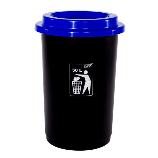 Plafor flokkunarfata Eco 50l, svört með bláu loki