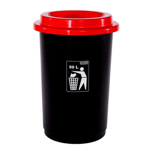 Plafor flokkunarfata Eco 50l, svört með rauðu lok