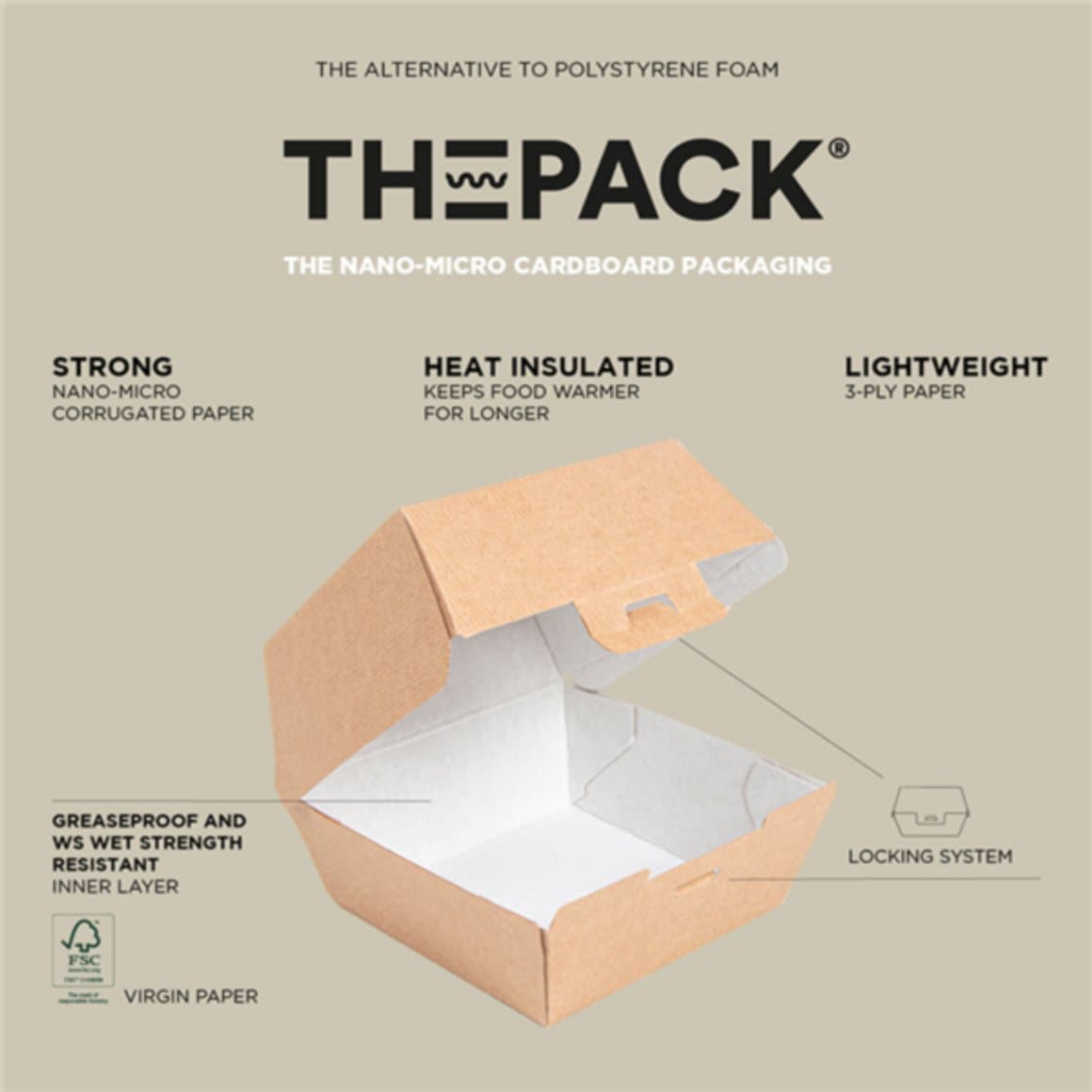 Hamborgarabox Thepack 14,4x13,6x9,2cm 50stk 3