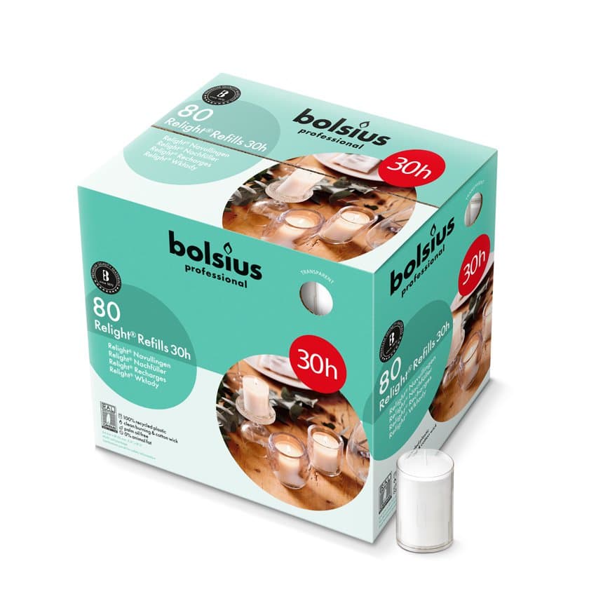 Bolsius kertafyllingar f. stjaka hvít 80stk 2